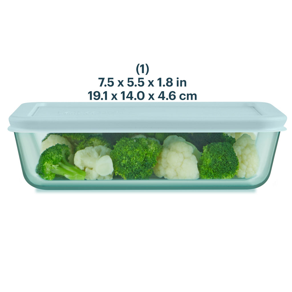 Pyrex Pyrex® Simply Store® Tinted Glass 6-cup Rectangle Storage Container with Lid, Aqua