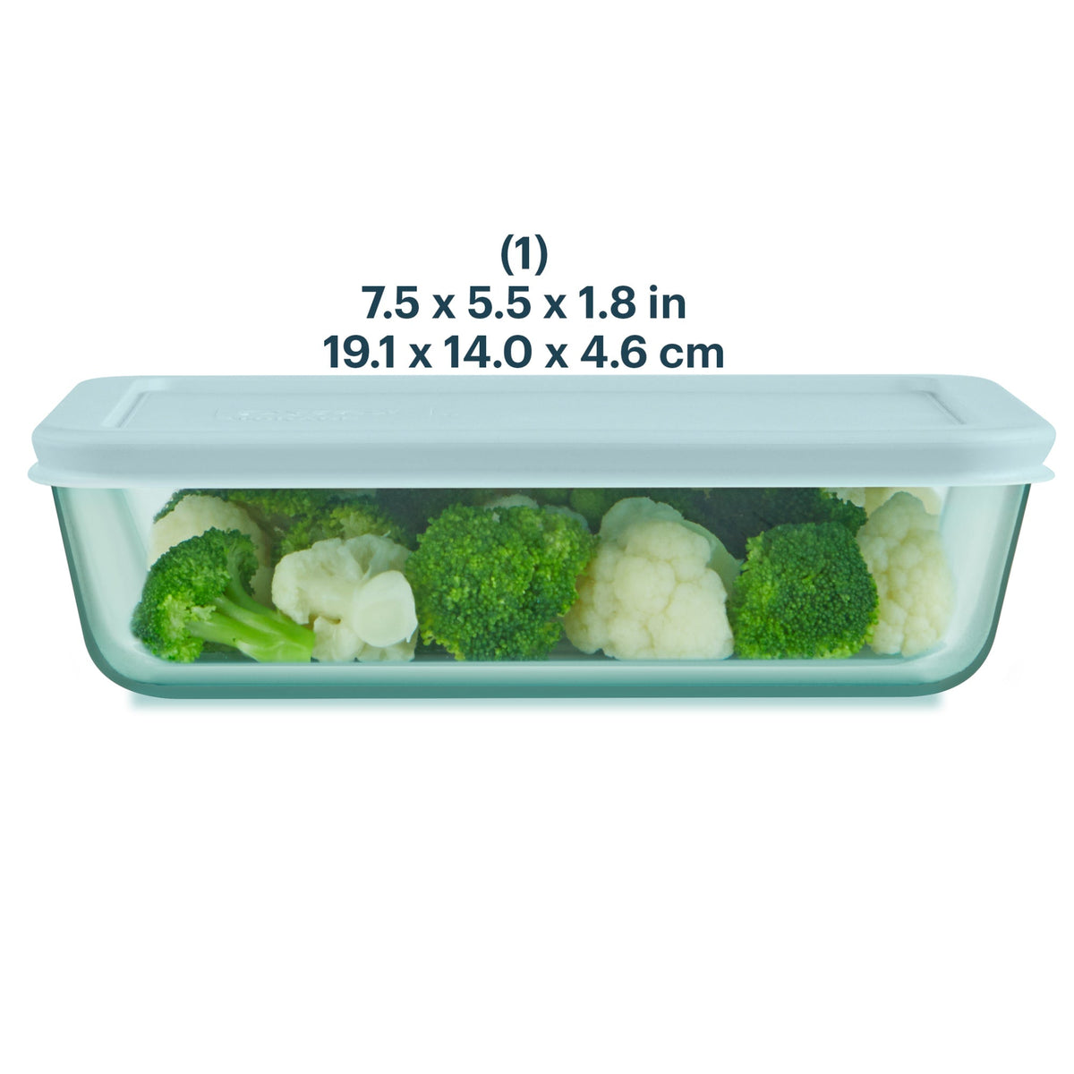 Pyrex Pyrex® Simply Store® Tinted Glass 6-cup Rectangle Storage Container with Lid, Aqua
