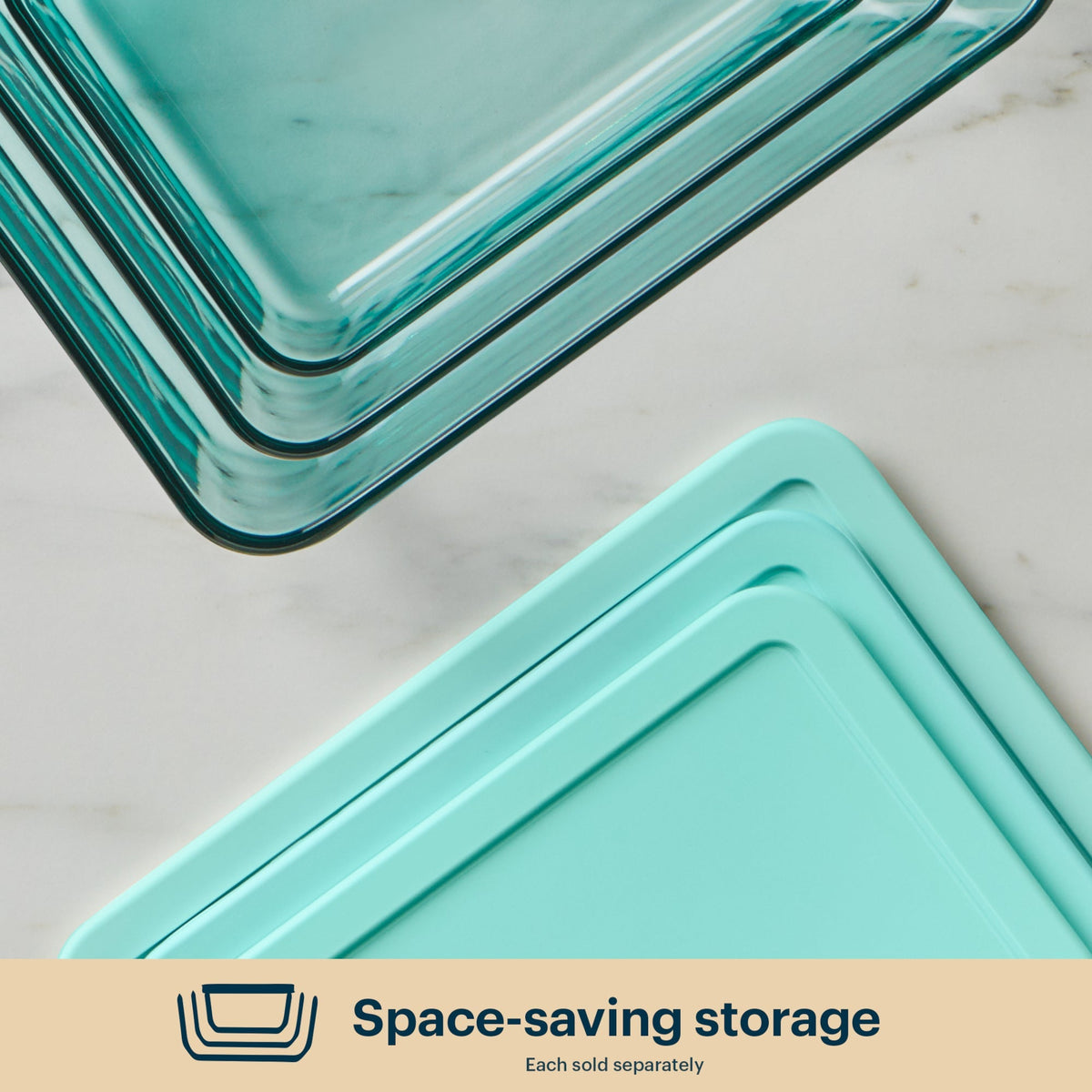 Pyrex Pyrex® Simply Store® Tinted Glass 6-cup Rectangle Storage Container with Lid, Aqua