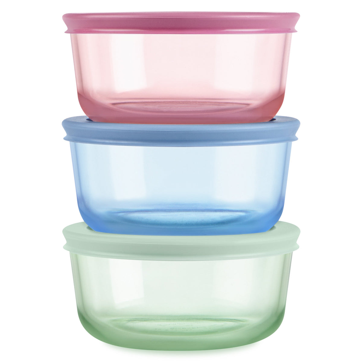 Pyrex Pyrex® Simply Store® Tinted Glass 2-cup Round Storage Containers, 6-pc Set, Mixed Colors