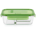 Pyrex Pyrex® MealBox™ 4-cup Divided Glass Food Storage Container with Green Lid