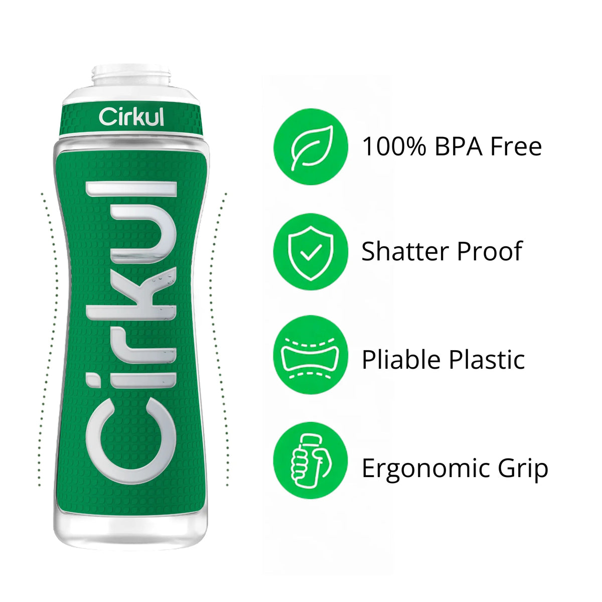 Cirkul 22oz. Grip Squeeze Plastic Bottle &amp; Sport Lid