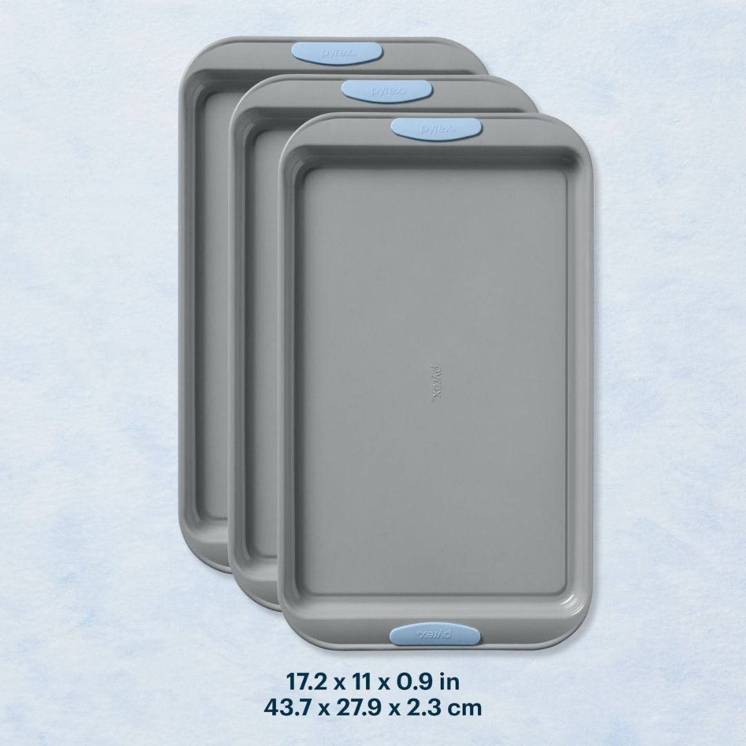 Pyrex Pyrex® Metal Bakeware 3-Piece Large Cookie Sheet Set in Cerulean