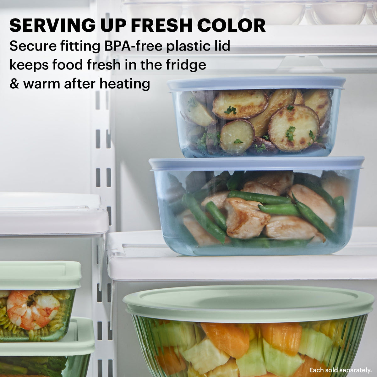Pyrex Pyrex® Simply Store® Tinted 10-piece Round Storage Set with Blue Plastic Lids