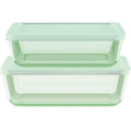 Pyrex Pyrex® Simply Store® Tinted 4-piece Rectangle Storage Set with Green Plastic Lids