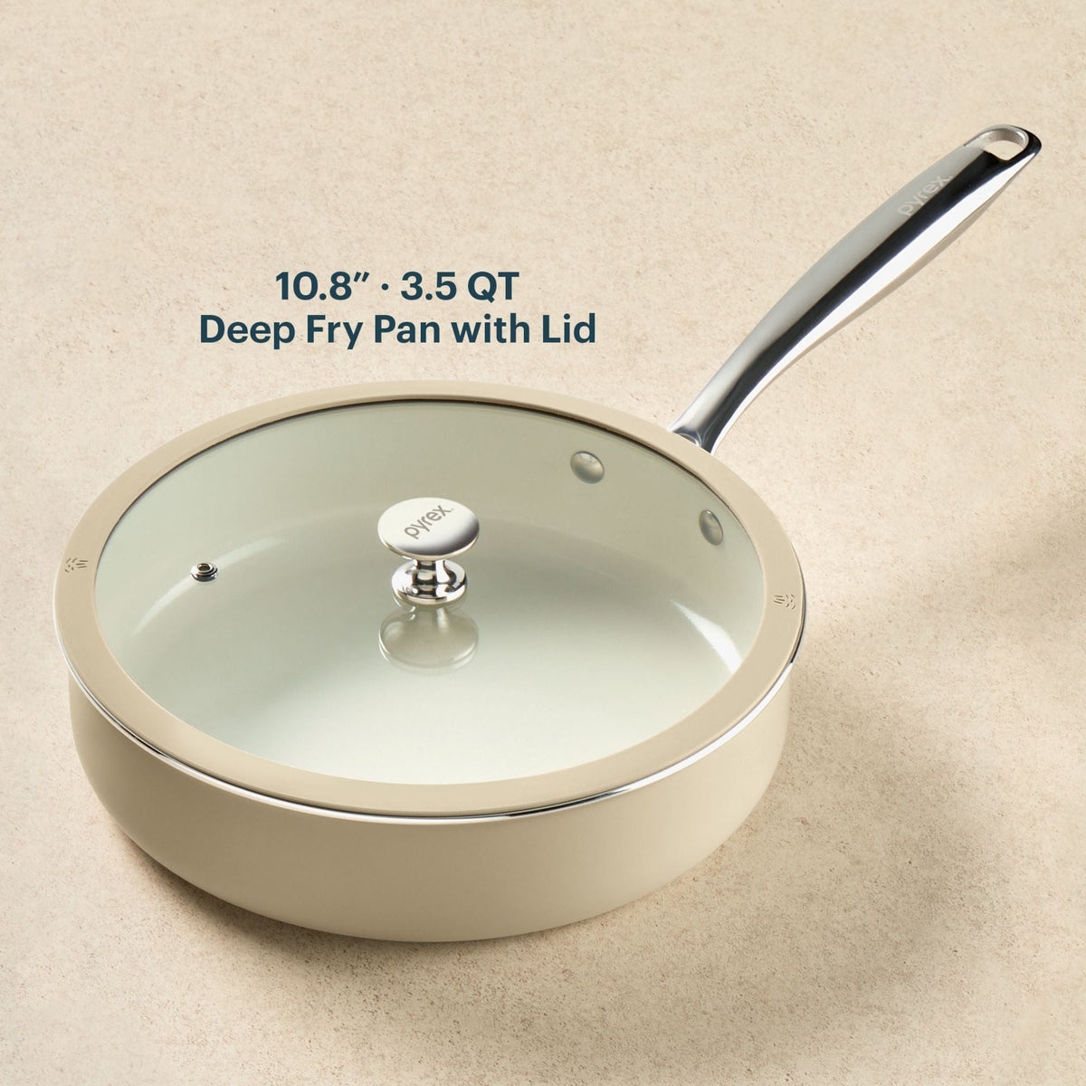 Pyrex Pyrex® Ceramic Cookware 10.8-in/3.5qt Deep Fry Pan with Lid