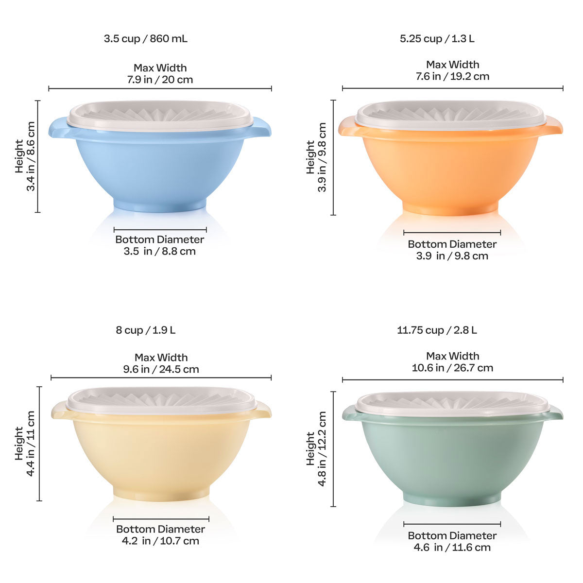 Tupper Ware Servalier® Bowls Set of 4 (Dreamy Pastels)