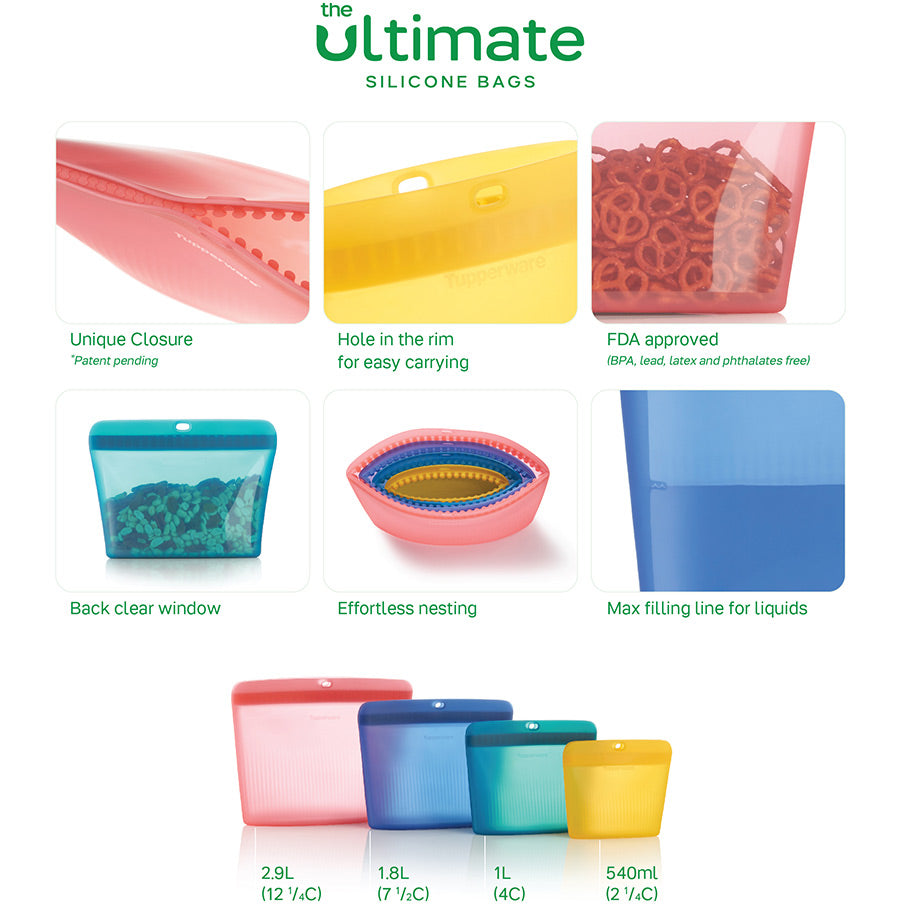 Tupper Ware Tupperware® Ultimate Silicone Stand-Up Bag | X-Large, Reusable, Leakproof