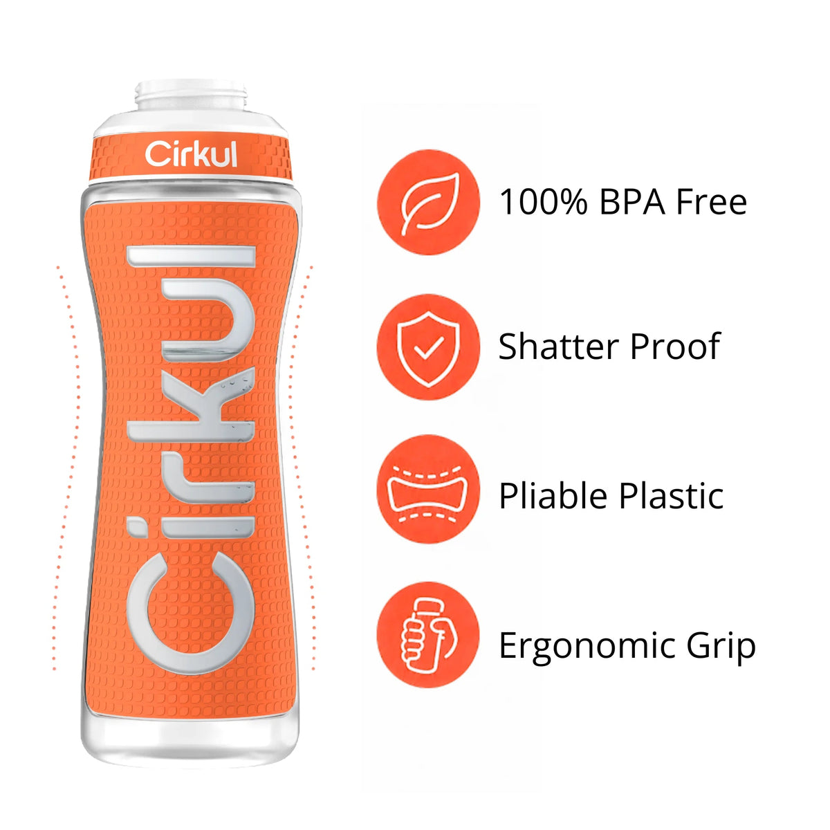 Cirkul 22oz. Grip Squeeze Plastic Bottle &amp; Sport Lid