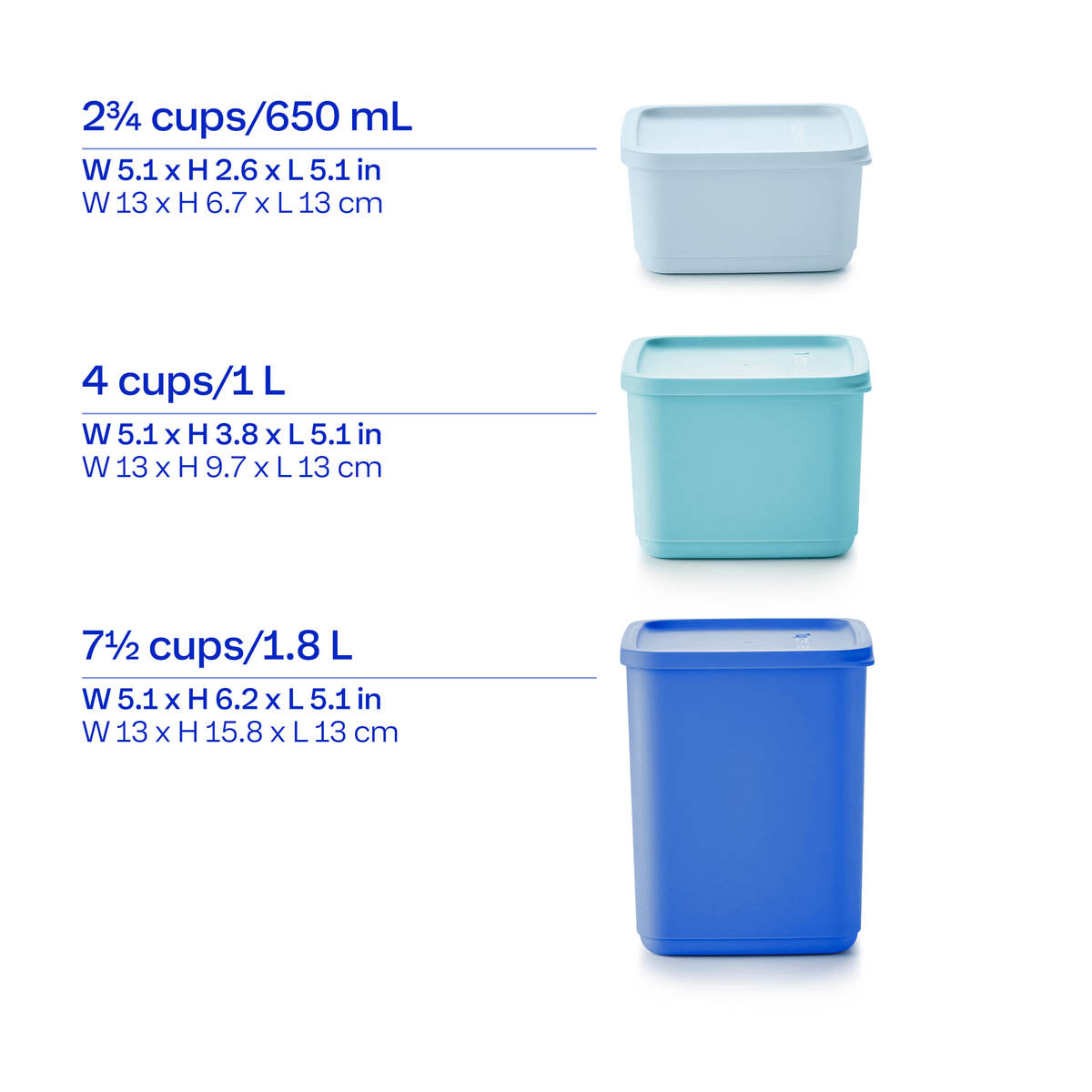 Tupper Ware Basic Bright |14-Piece Set | Square