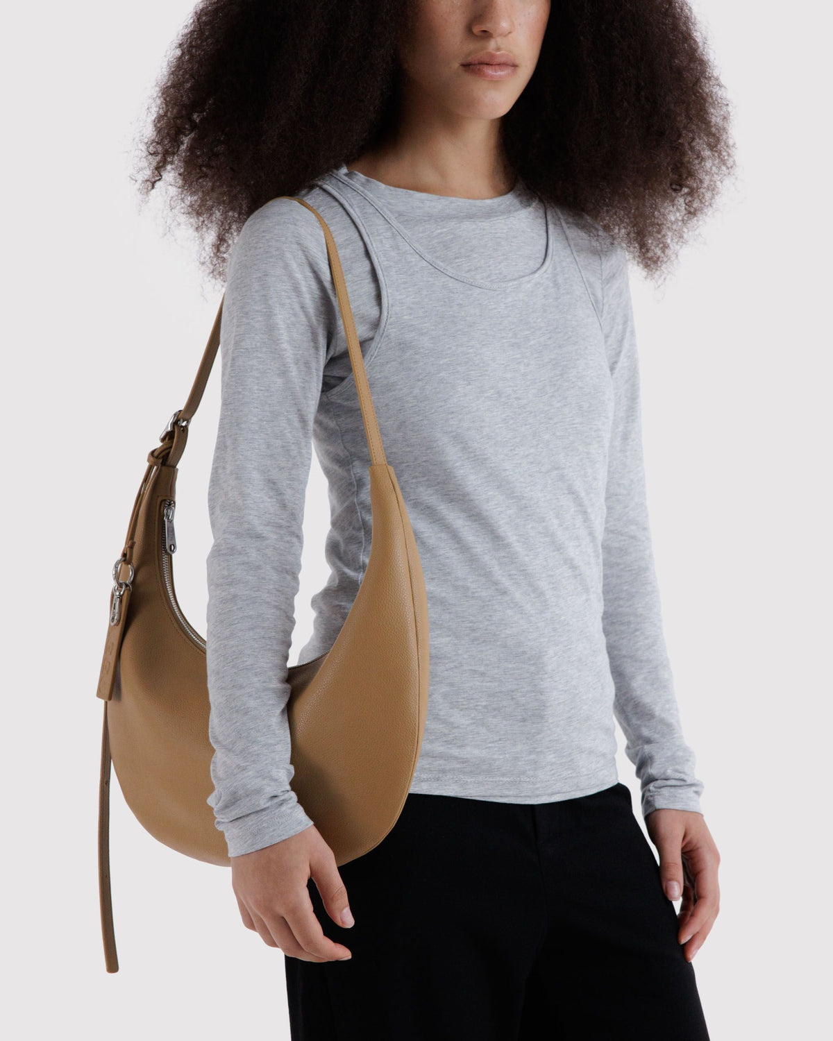 Baggu Medium Recycled Leather Flat Crescent