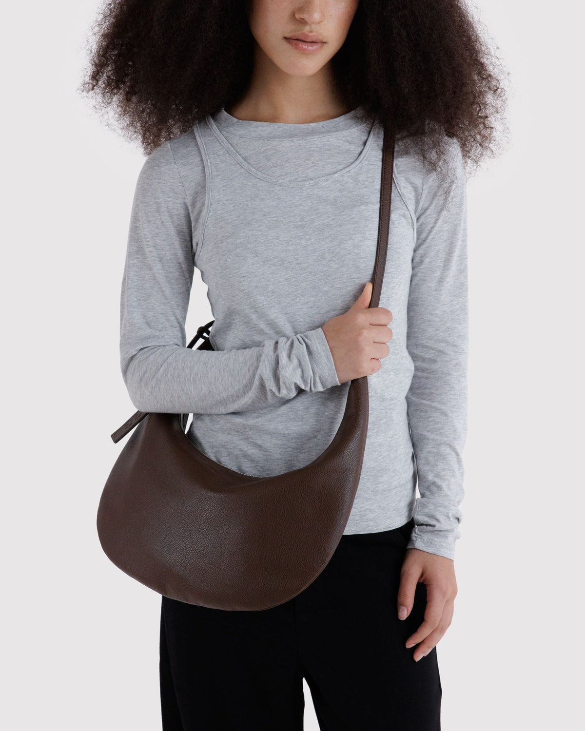 Baggu Medium Recycled Leather Flat Crescent