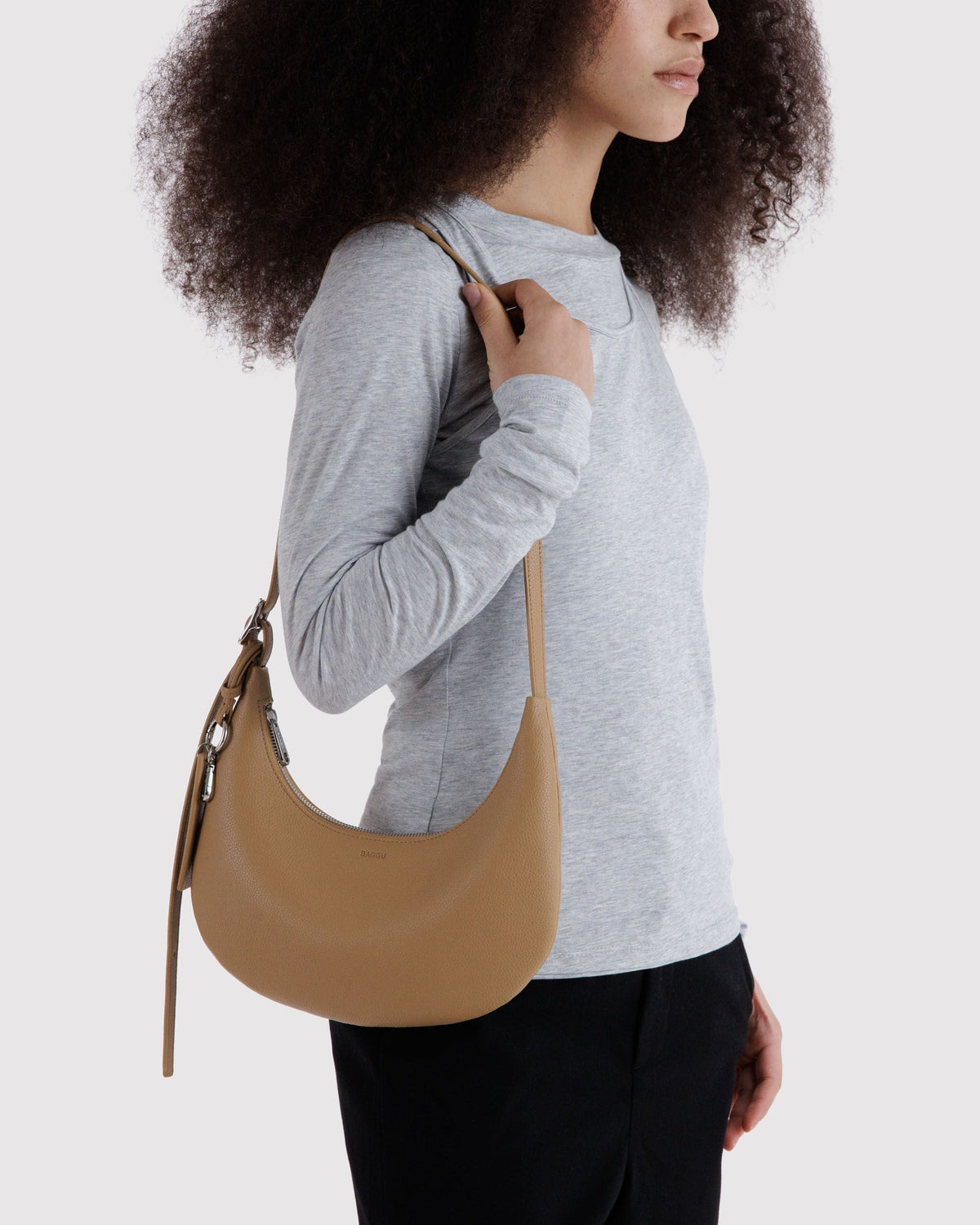 Baggu Small Recycled Leather Flat Crescent